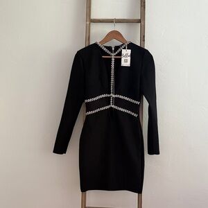 BELLA BARNETT Diamonate Black Bandage Dress for Women Mini Club Dress